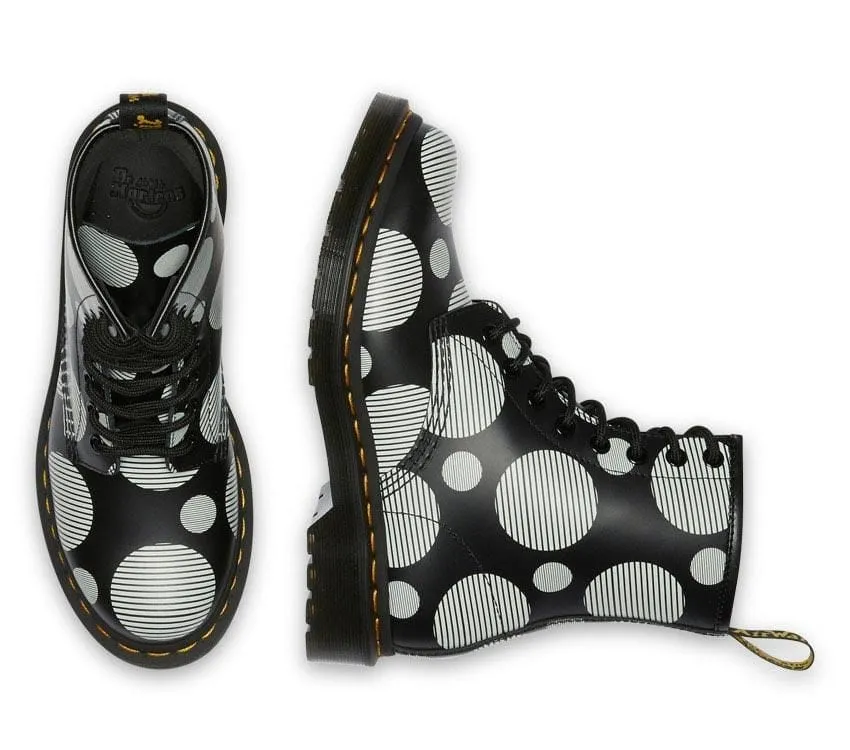 1460 Black White Polka Dot Smooth Lace Up Boot