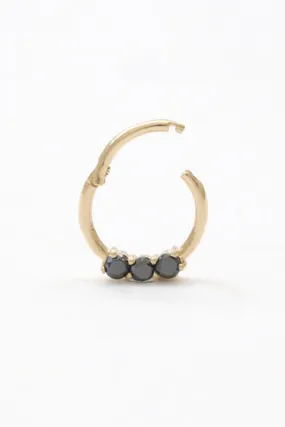 14K 18K Solid Gold Jewelry CZ or Genuine Black Diamond Daith Nose Clicker Hoop Ring Earring