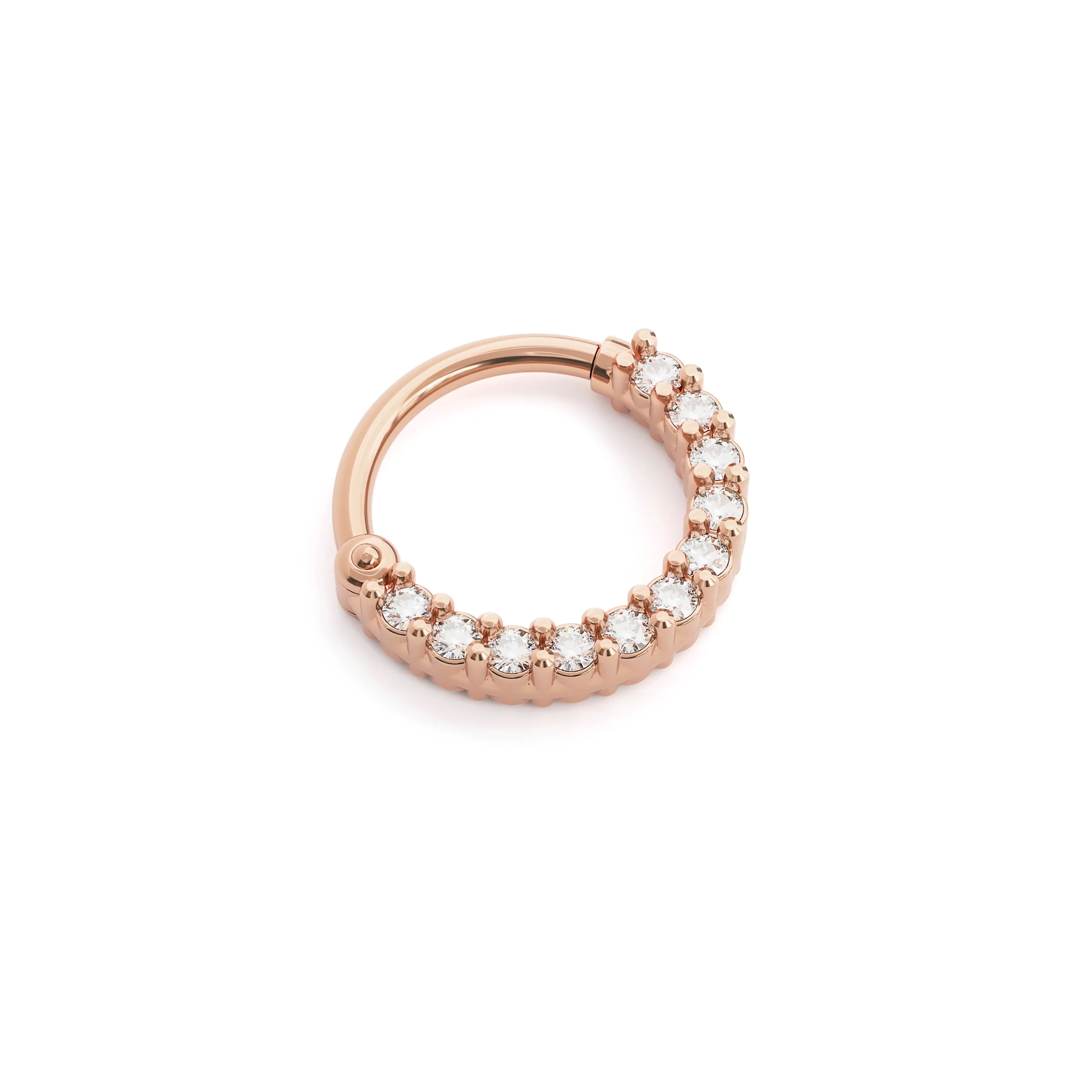 14K Gold Minimalist Diamond Helix Hoop