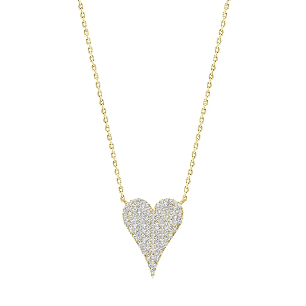 18k Gold Pavé Diamond Heart Pendant Necklace