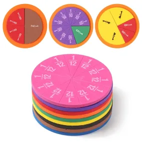 51Pcs EVA Round Shaped Fractions Instrument Montessori Math Educational Toys Math Learning Tool Student Teaching Gifts