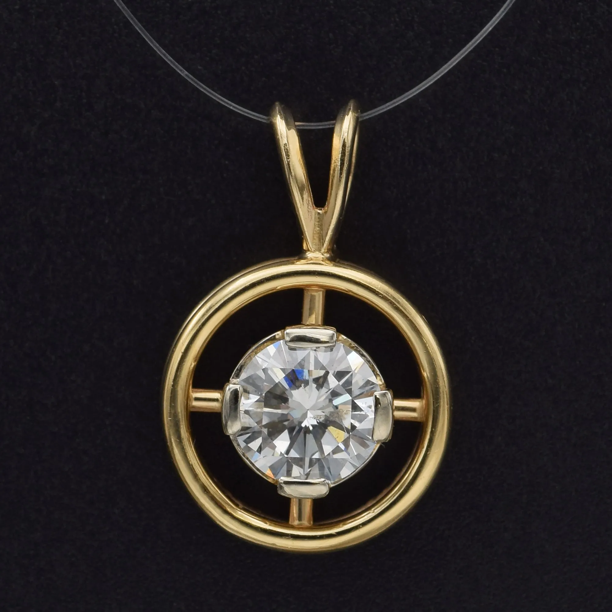 $5,500 Appraised Vintage 14K Yellow Gold 1.16 Ct Round Brilliant Diamond Pendant