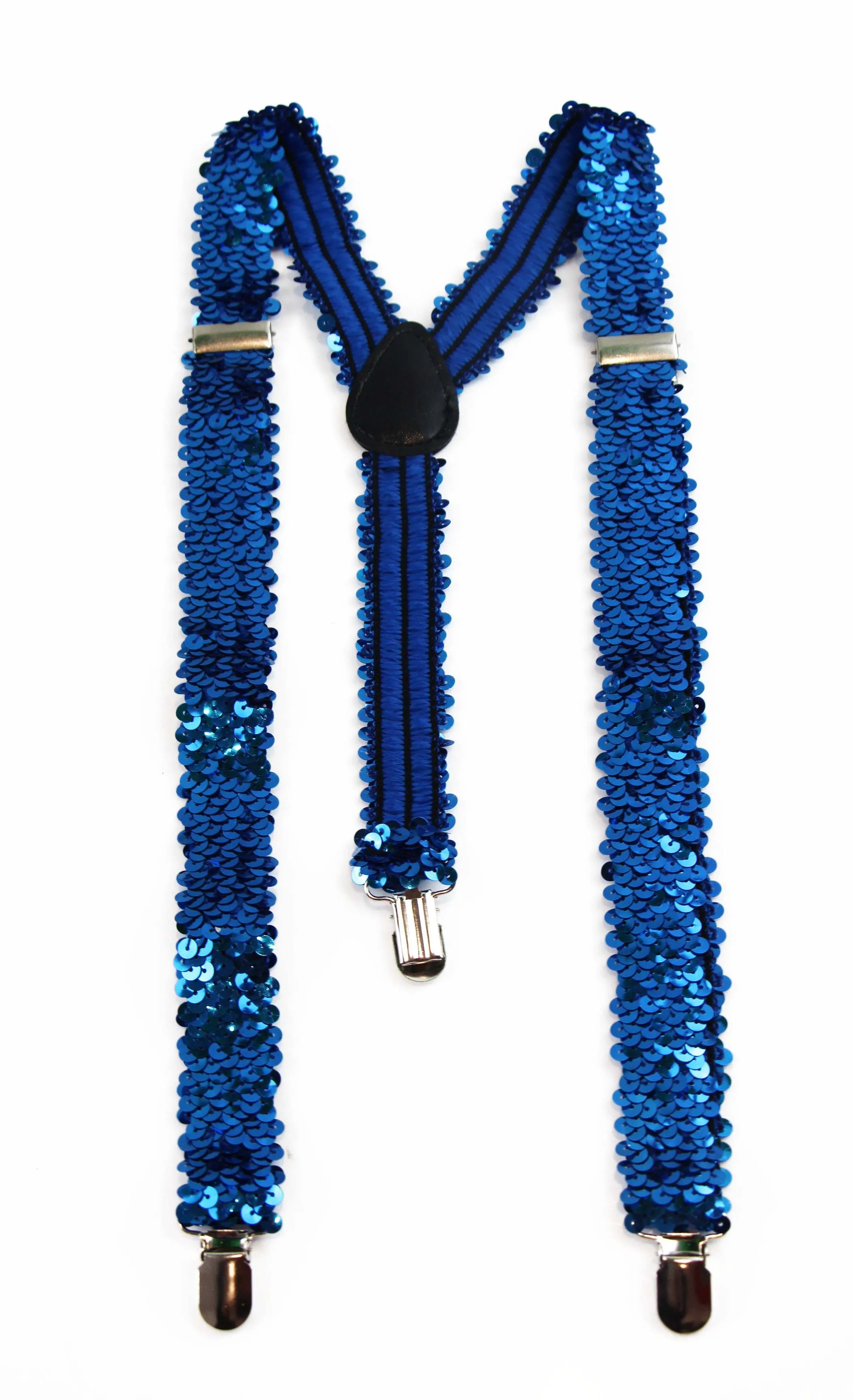 Adjustable 100cm Blue Mens & Womens Sequin Suspenders