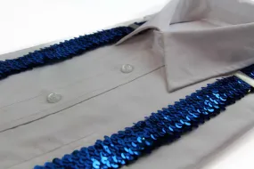 Adjustable 100cm Blue Mens & Womens Sequin Suspenders