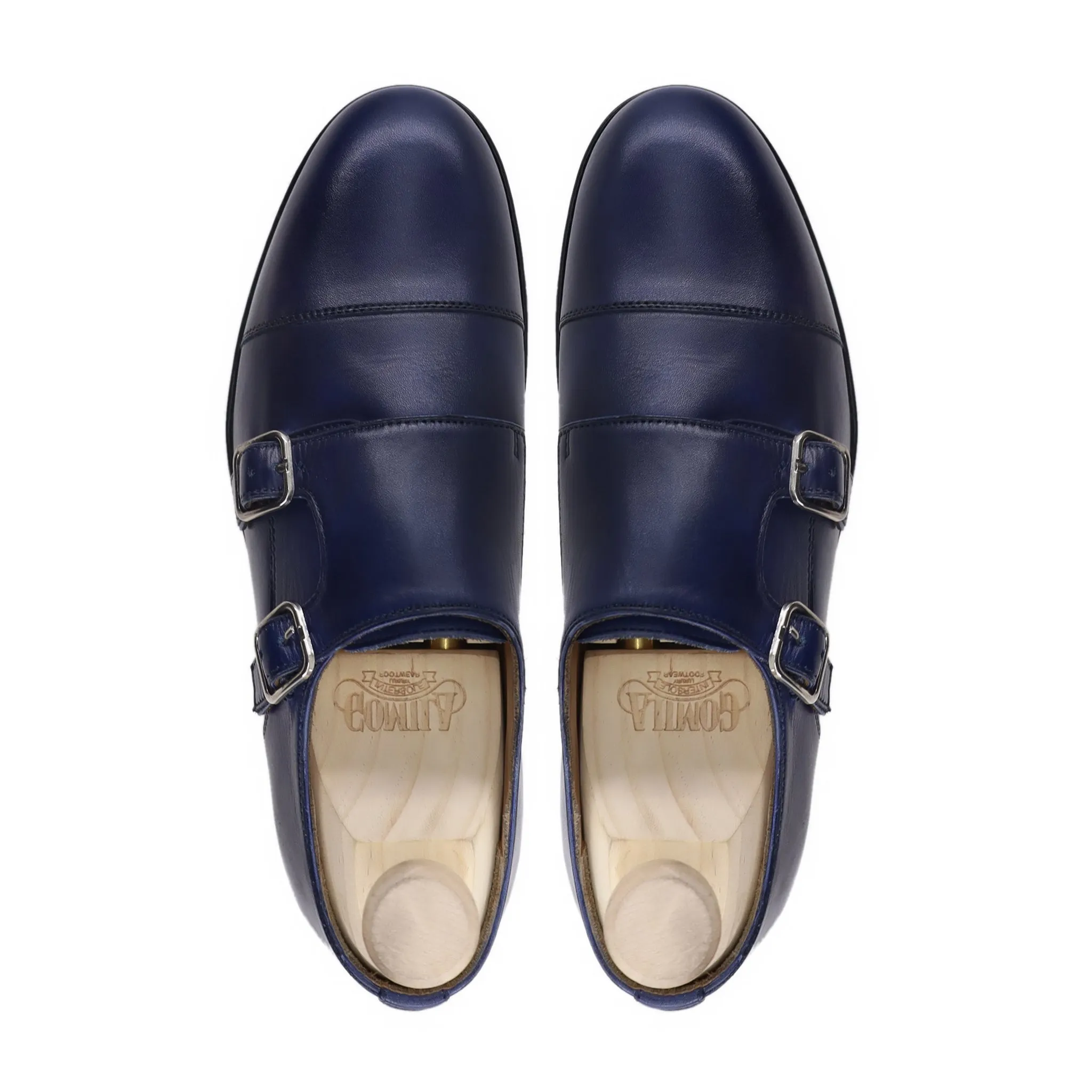 Adria - Men's Dark Blue Calf Leather Double Monkstrap