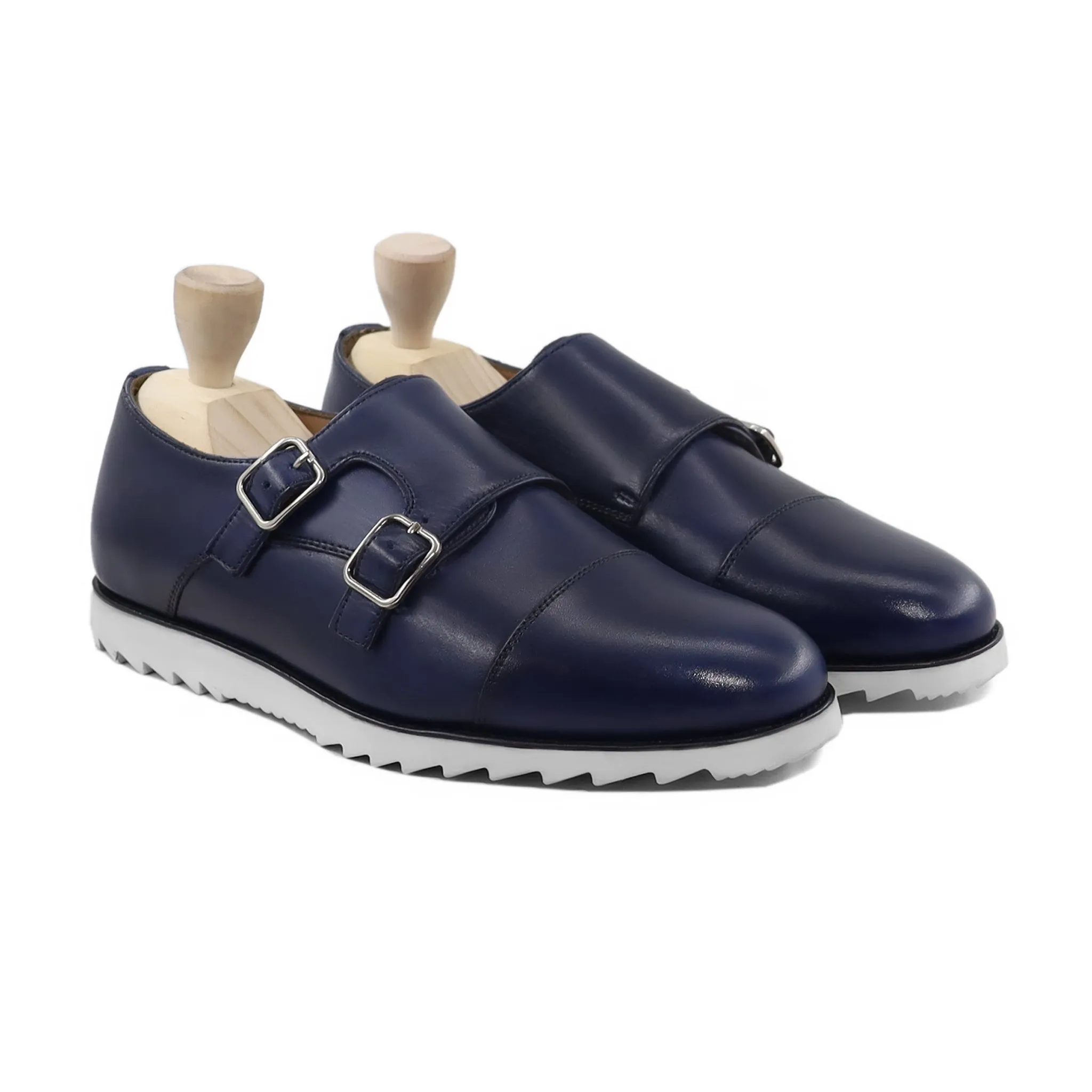 Adria - Men's Dark Blue Calf Leather Double Monkstrap