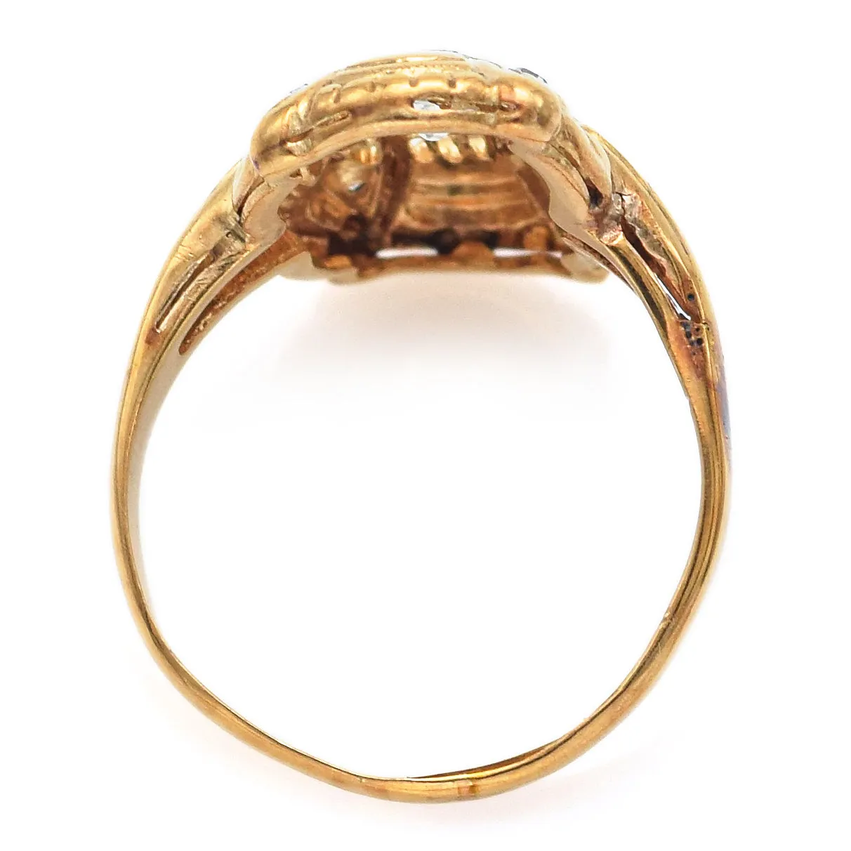 Antique 14K Yellow Gold 0.31 TCW Old Euro Cut Diamond Art Deco Cocktail Ring