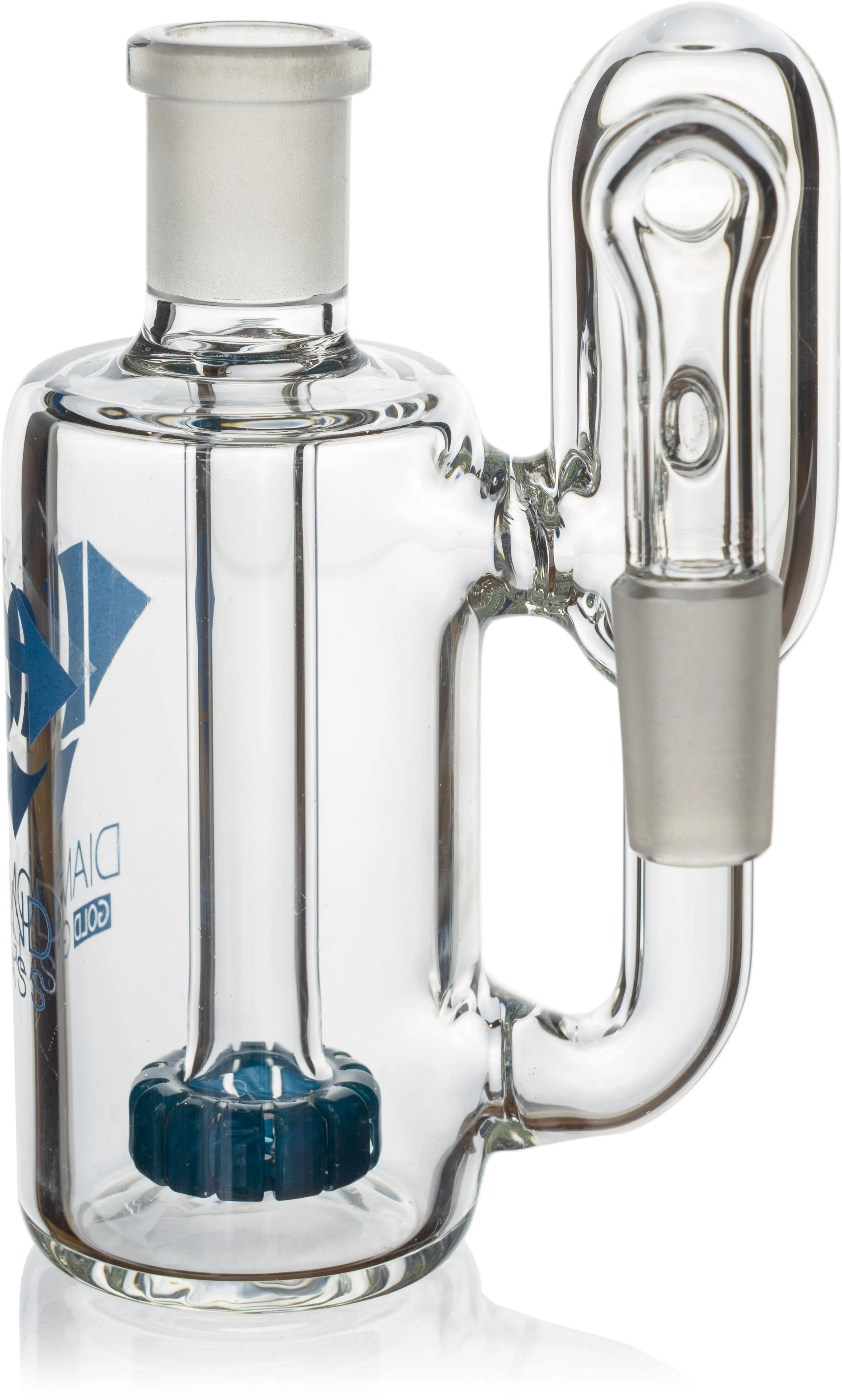 Ash Catcher w/ 14mm Joint, 90 Angle, Showerhead   Recycler Perc, by Diamond Glass