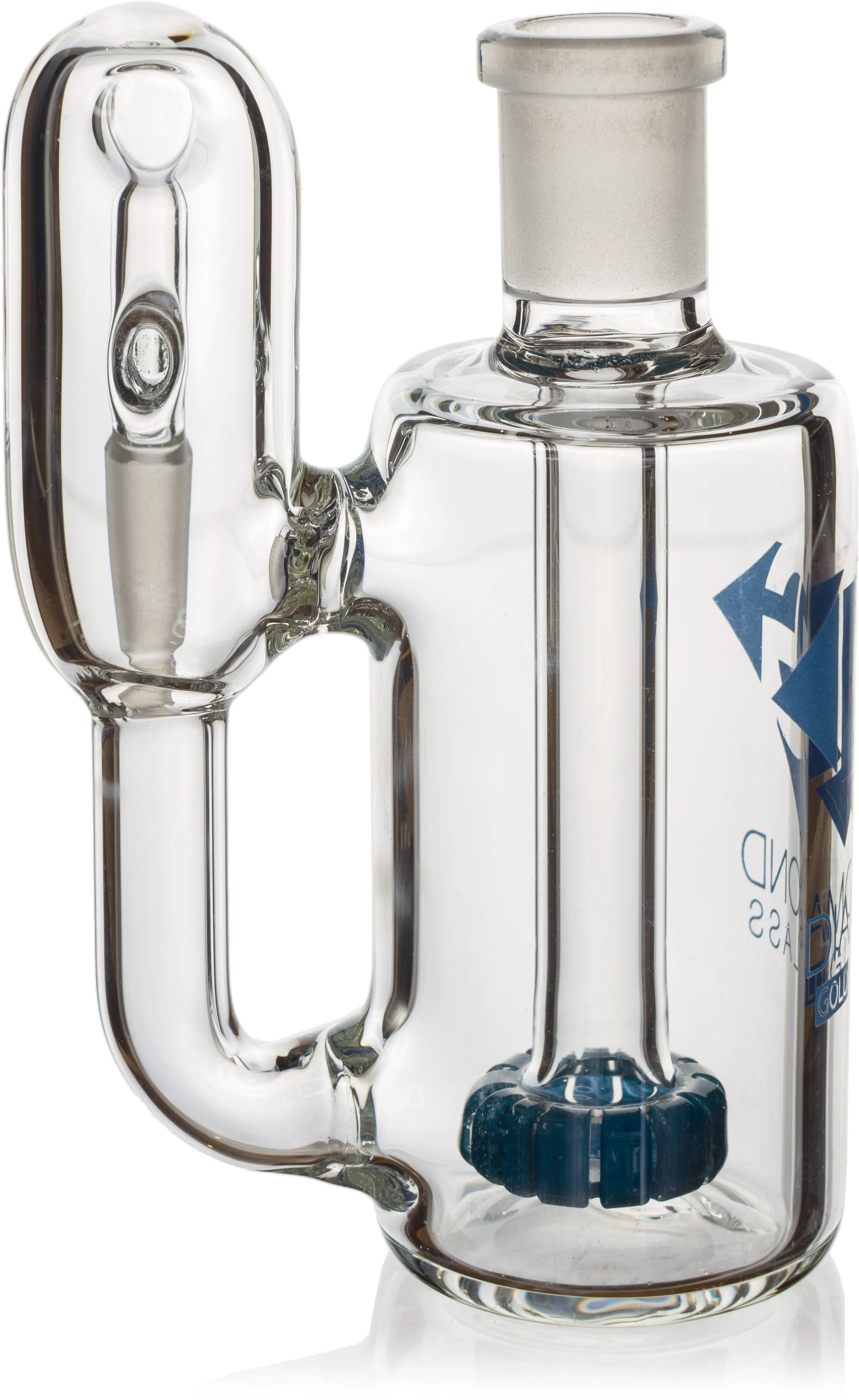 Ash Catcher w/ 14mm Joint, 90 Angle, Showerhead   Recycler Perc, by Diamond Glass