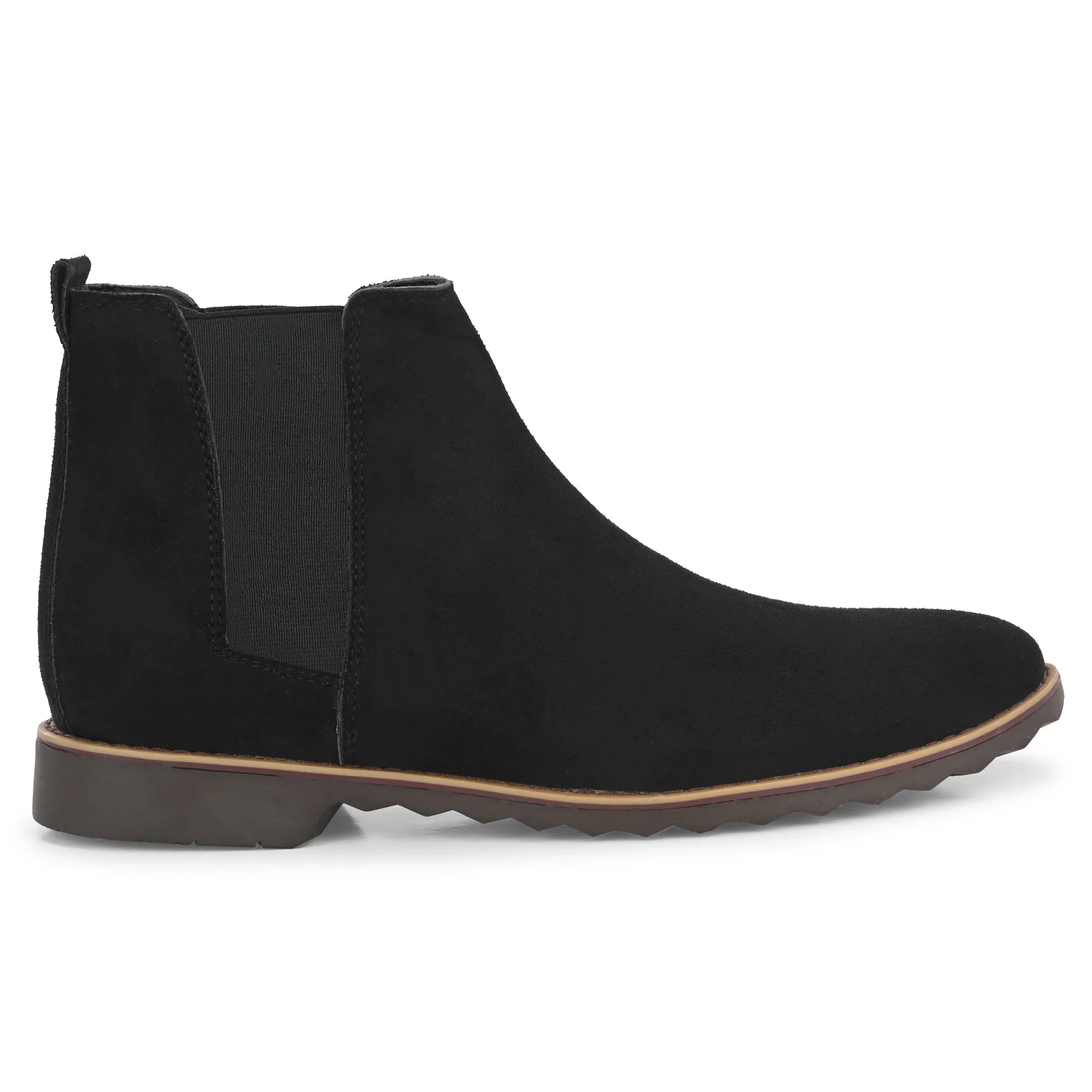 Attitudist Unisex Black Mid Top Round Toe Chelsea Boots