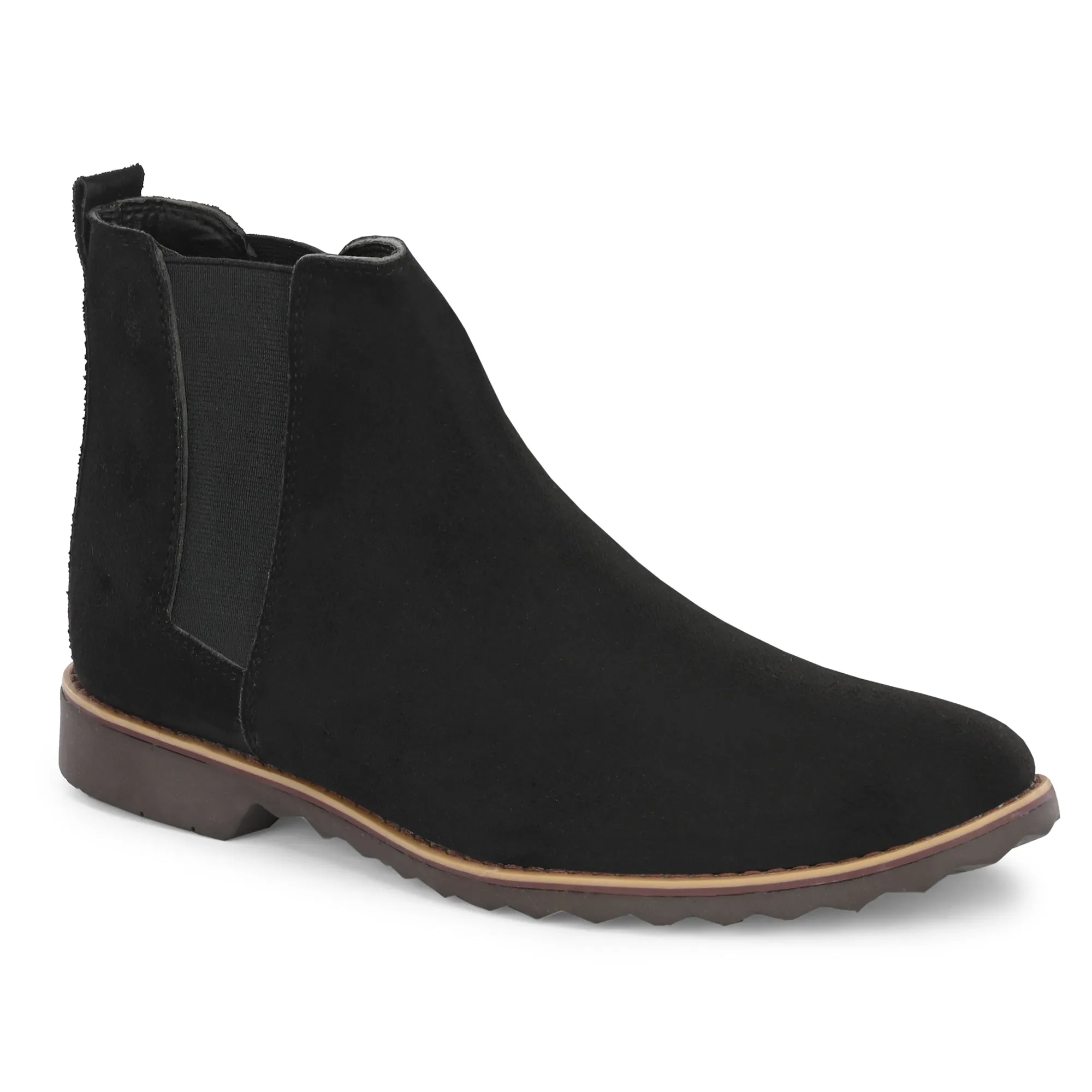 Attitudist Unisex Black Mid Top Round Toe Chelsea Boots