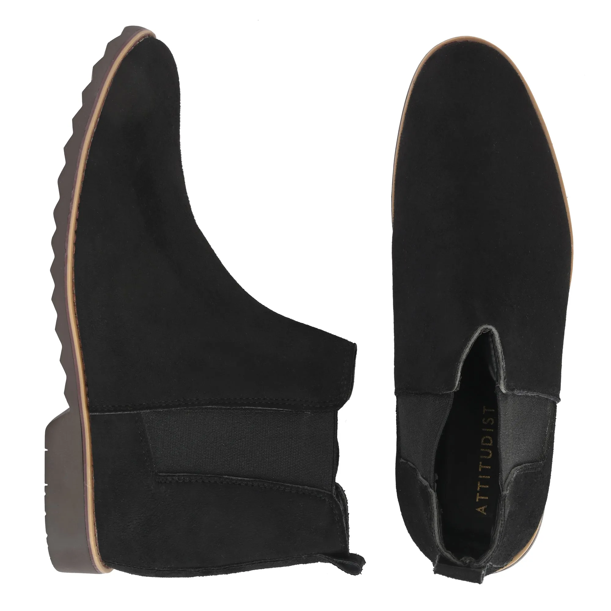 Attitudist Unisex Black Mid Top Round Toe Chelsea Boots