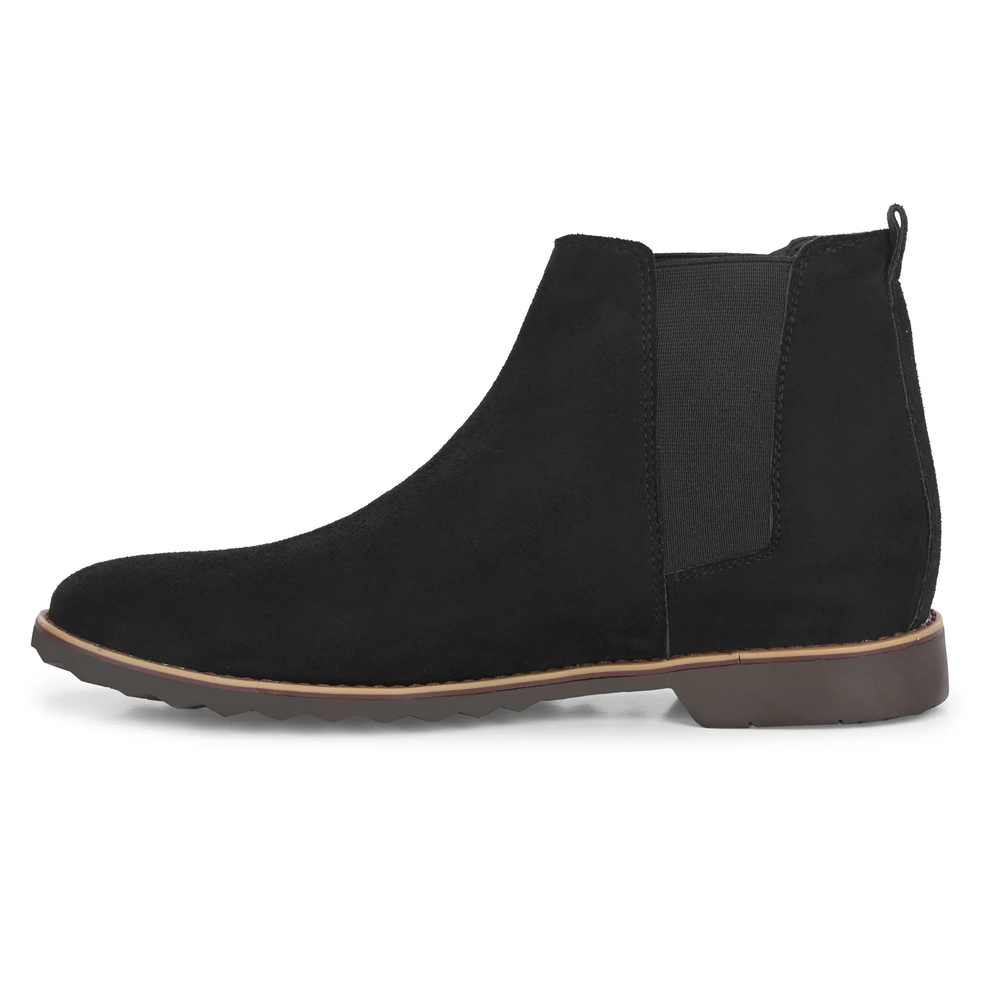 Attitudist Unisex Black Mid Top Round Toe Chelsea Boots