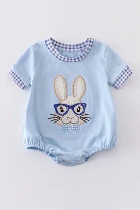 Blue easter bunny applique boy bubble