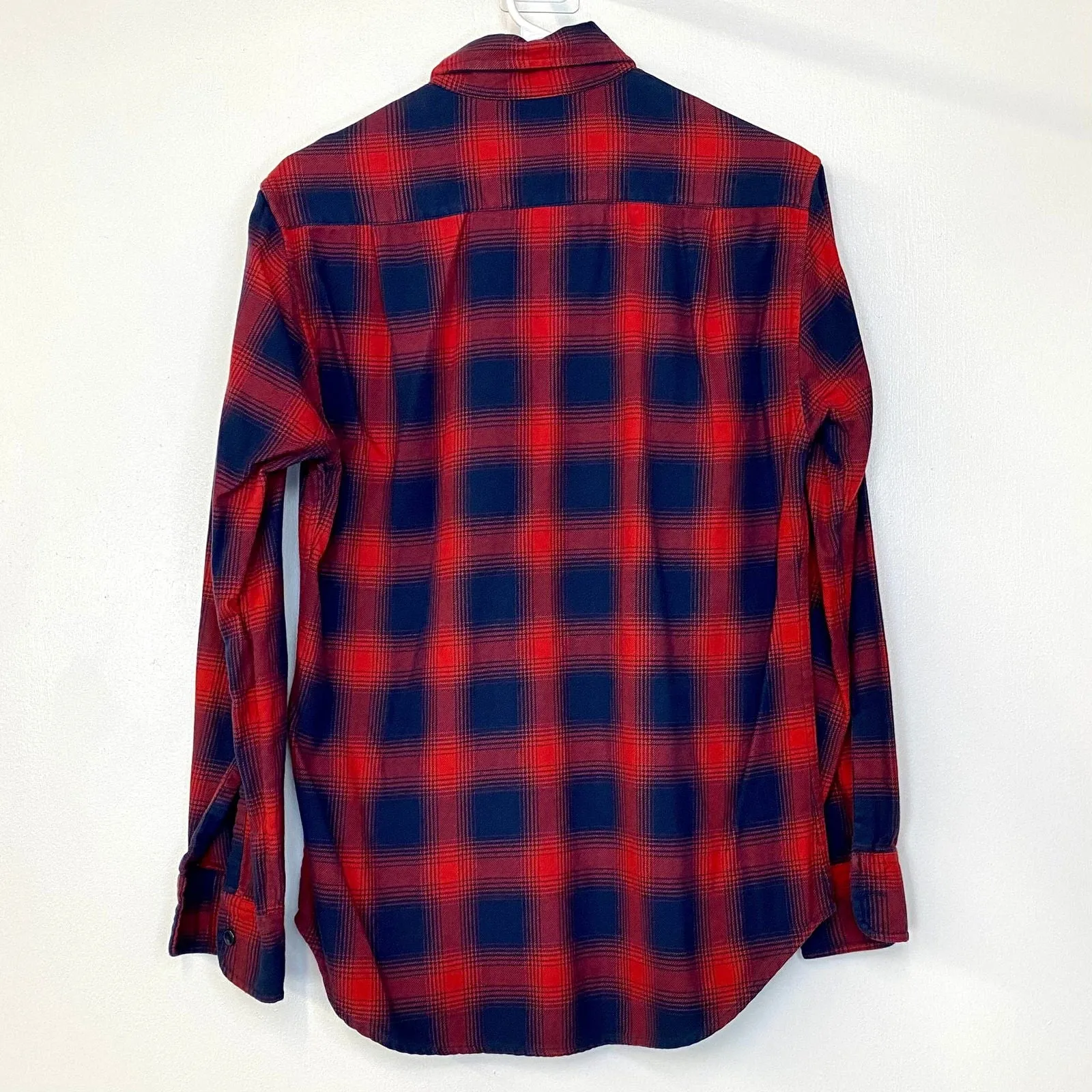 Bonobos Mens Size XS Red Blue Geometric Plaid Shirt Flannel Button-Up L/s Pre-Owned