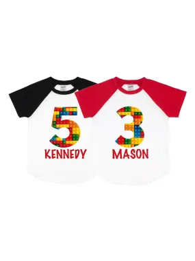 Building Blocks Birthday Raglan Shirt - Personalized