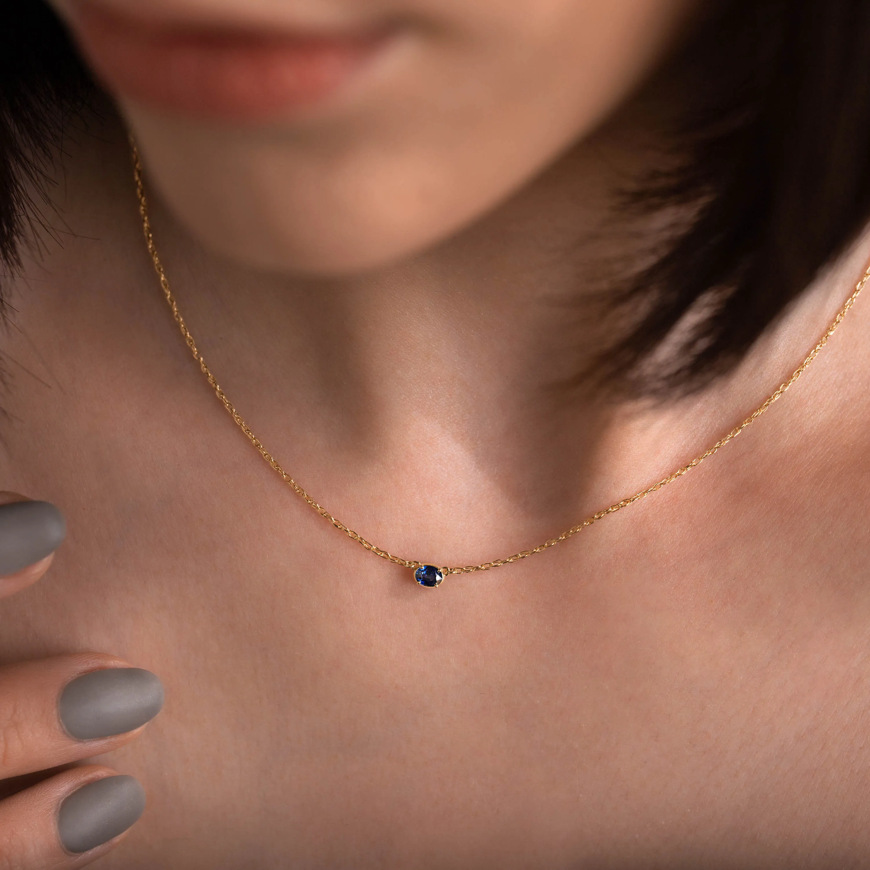 Centering Necklace, Blue Sapphire - In Stock