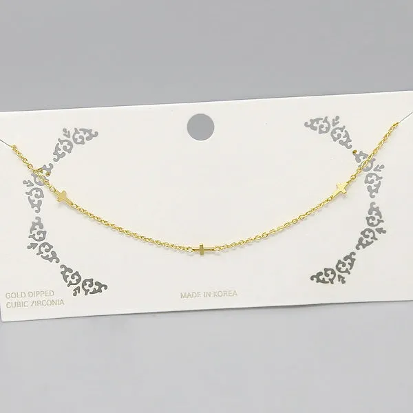 Cross Station Short Chain Necklace