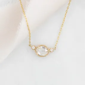 Dahlia Three Stone Rose Cut Diamond Necklace