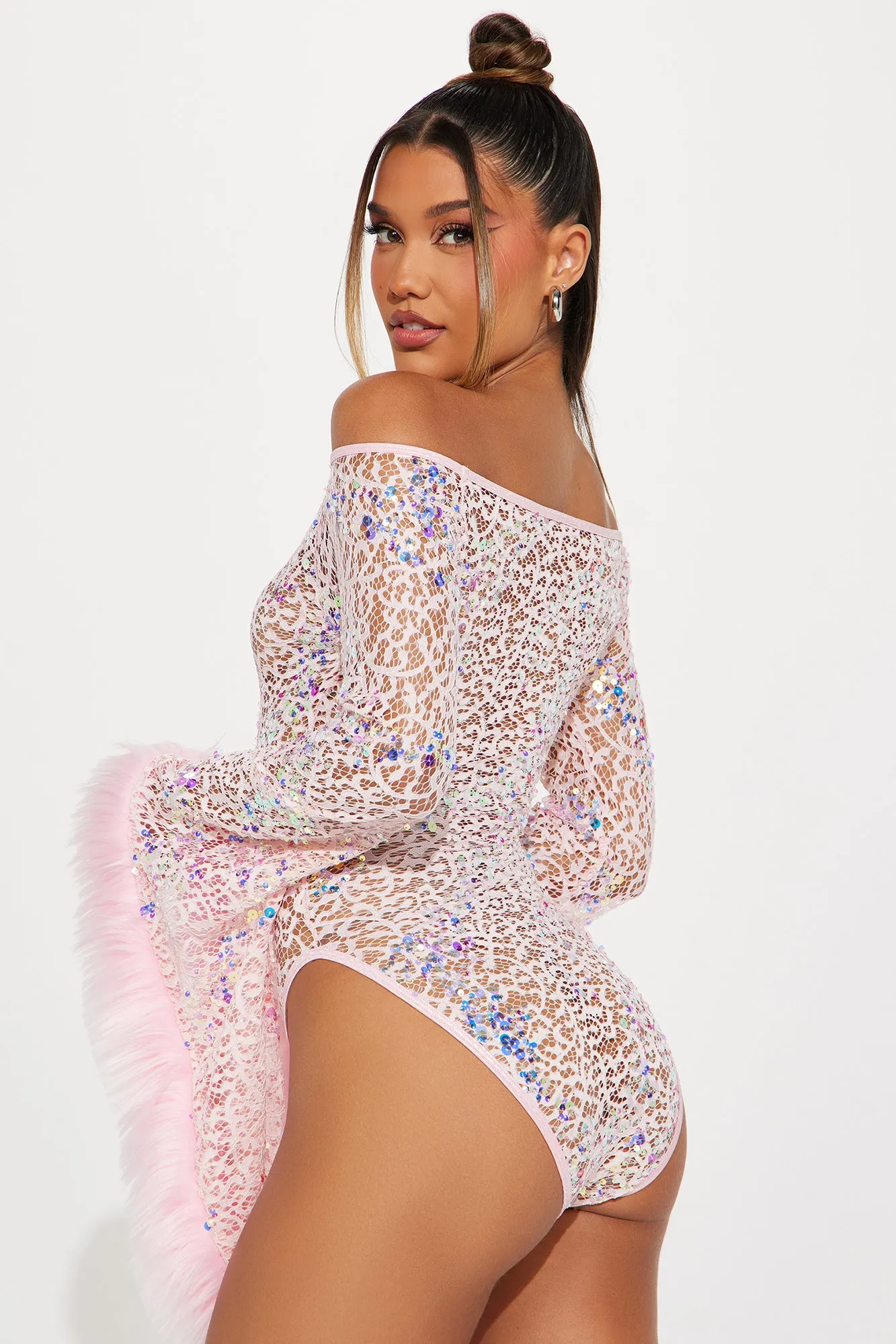 Dancing Queen Sequins Dance Bodysuit - Pink