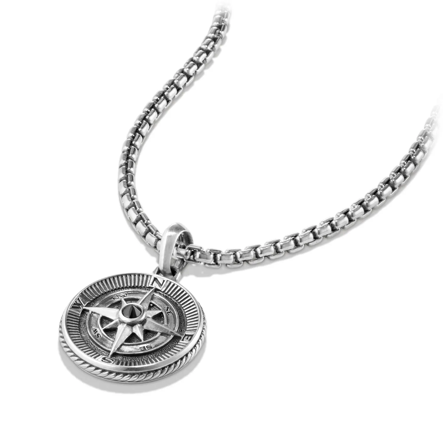 David Yurman Gents Maritime Compass Amulet with Black Diamonds