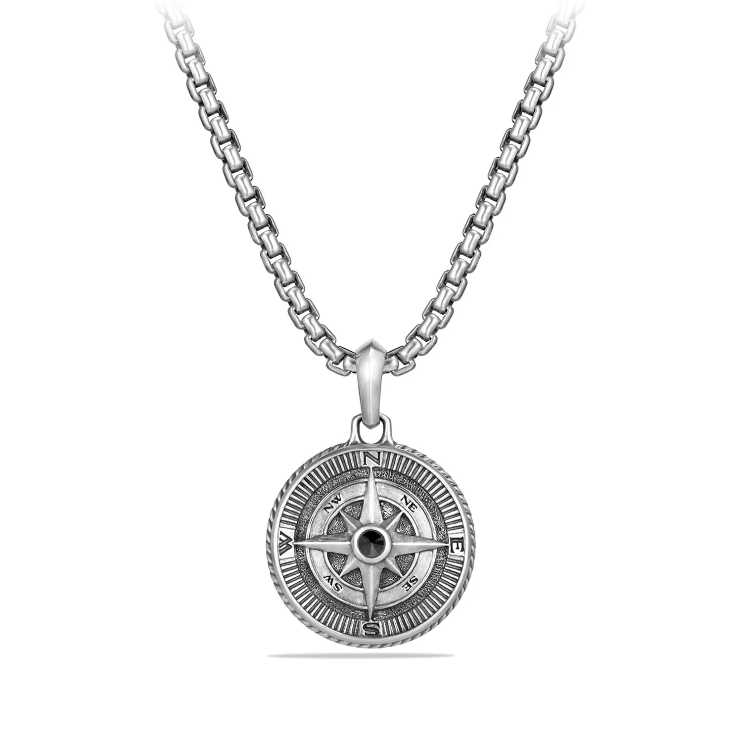 David Yurman Gents Maritime Compass Amulet with Black Diamonds