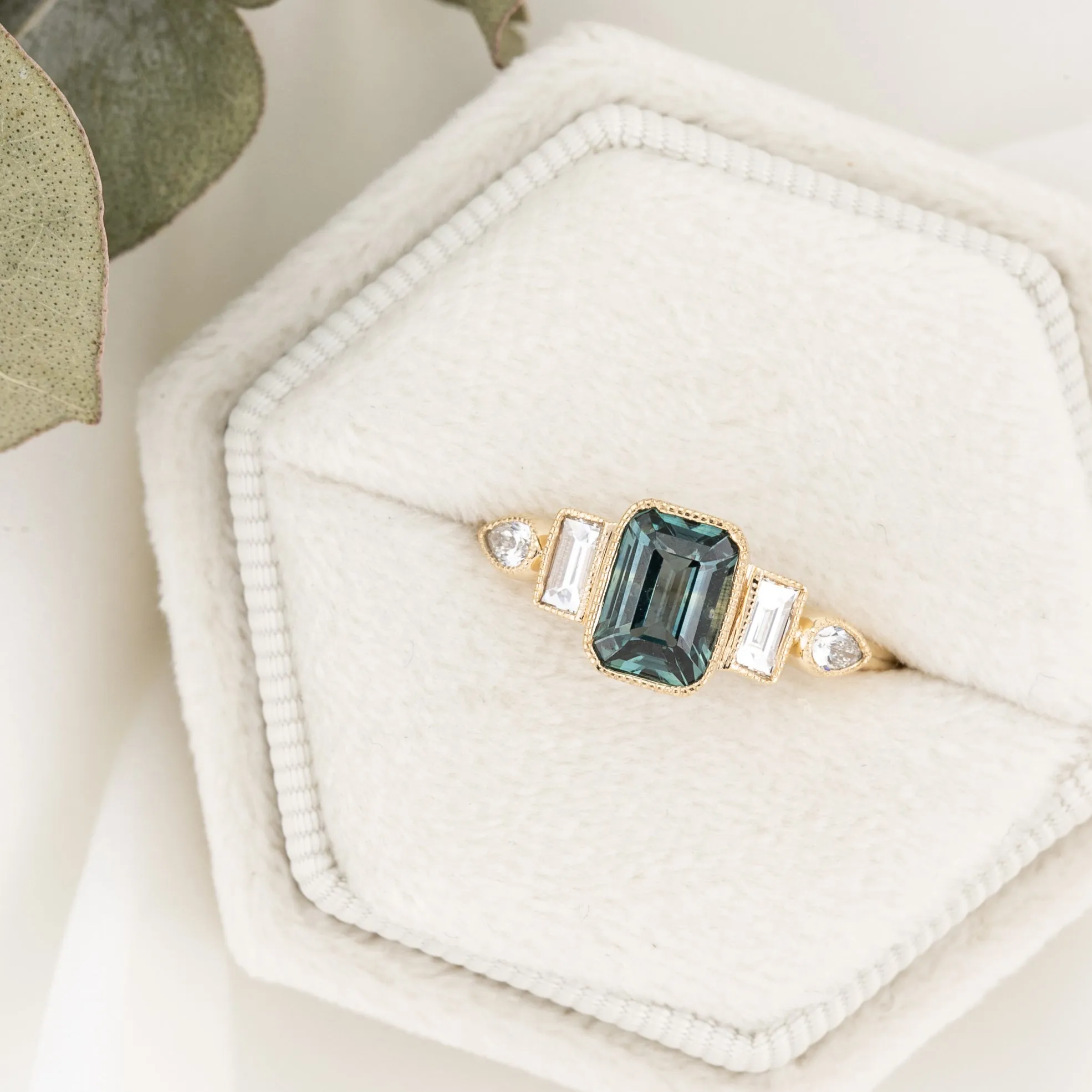 Edith Ring 1.25ct Teal Blue Montana Sapphire, 14K Yellow Gold (One of a kind)