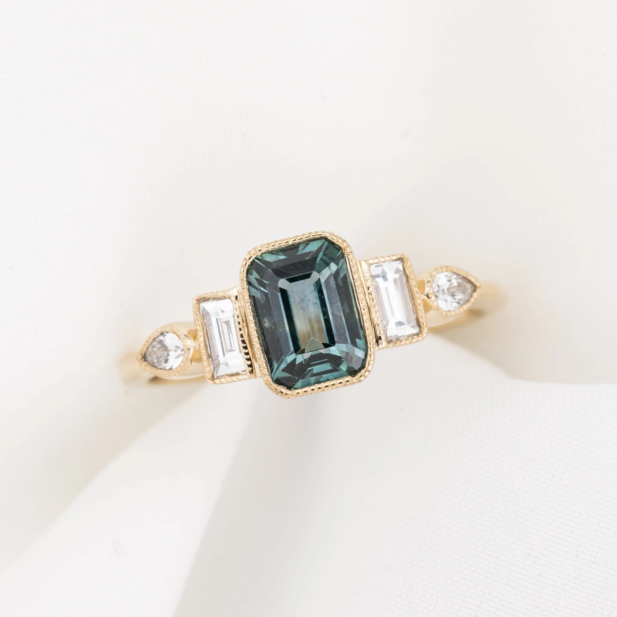 Edith Ring 1.25ct Teal Blue Montana Sapphire, 14K Yellow Gold (One of a kind)