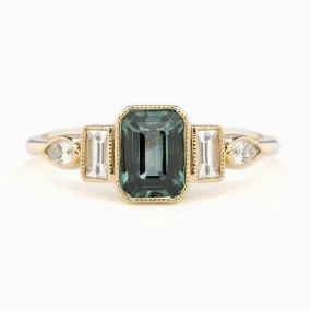 Edith Ring 1.25ct Teal Blue Montana Sapphire, 14K Yellow Gold (One of a kind)