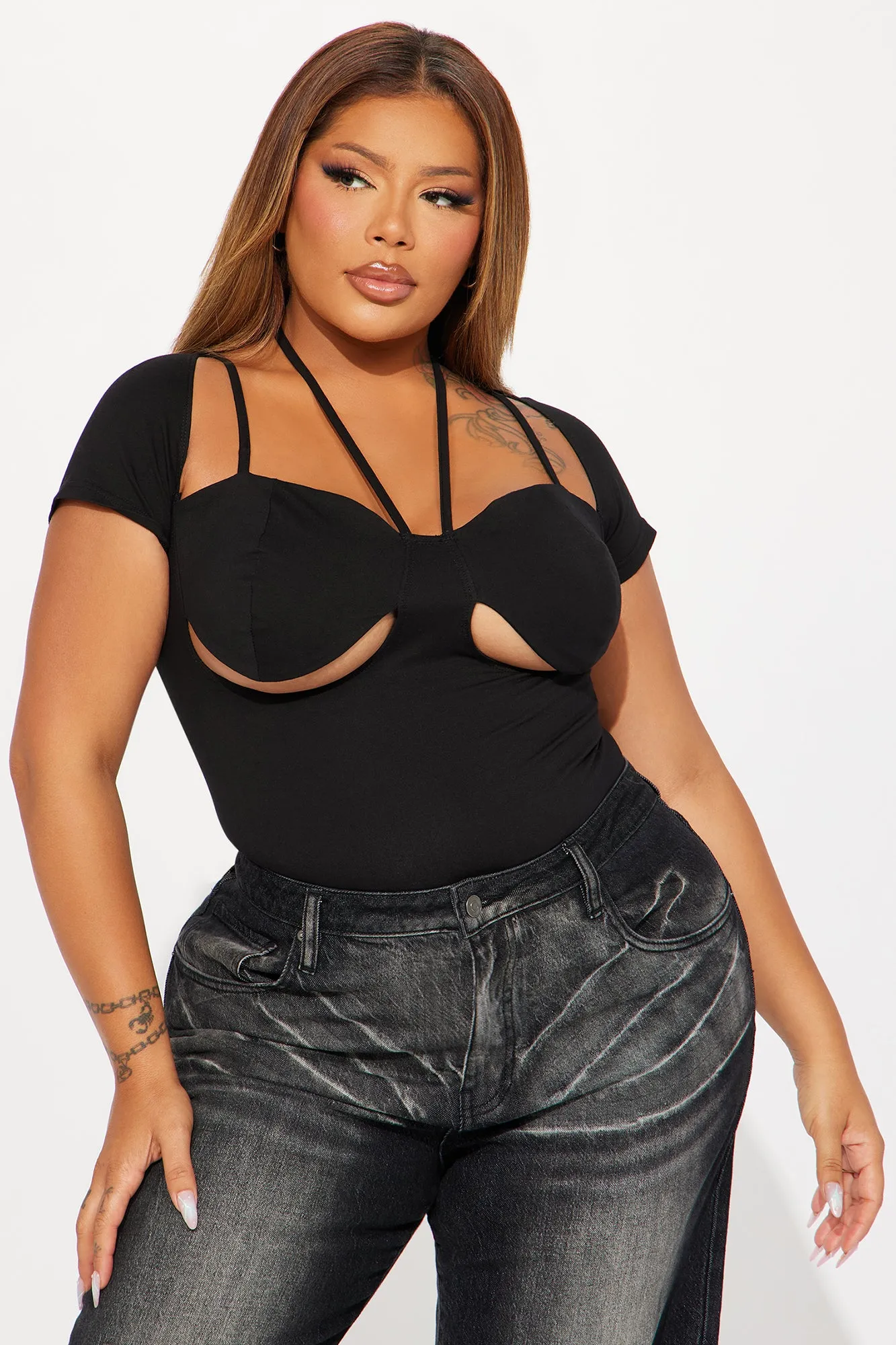 Giulia Cut Out Bodysuit - Black