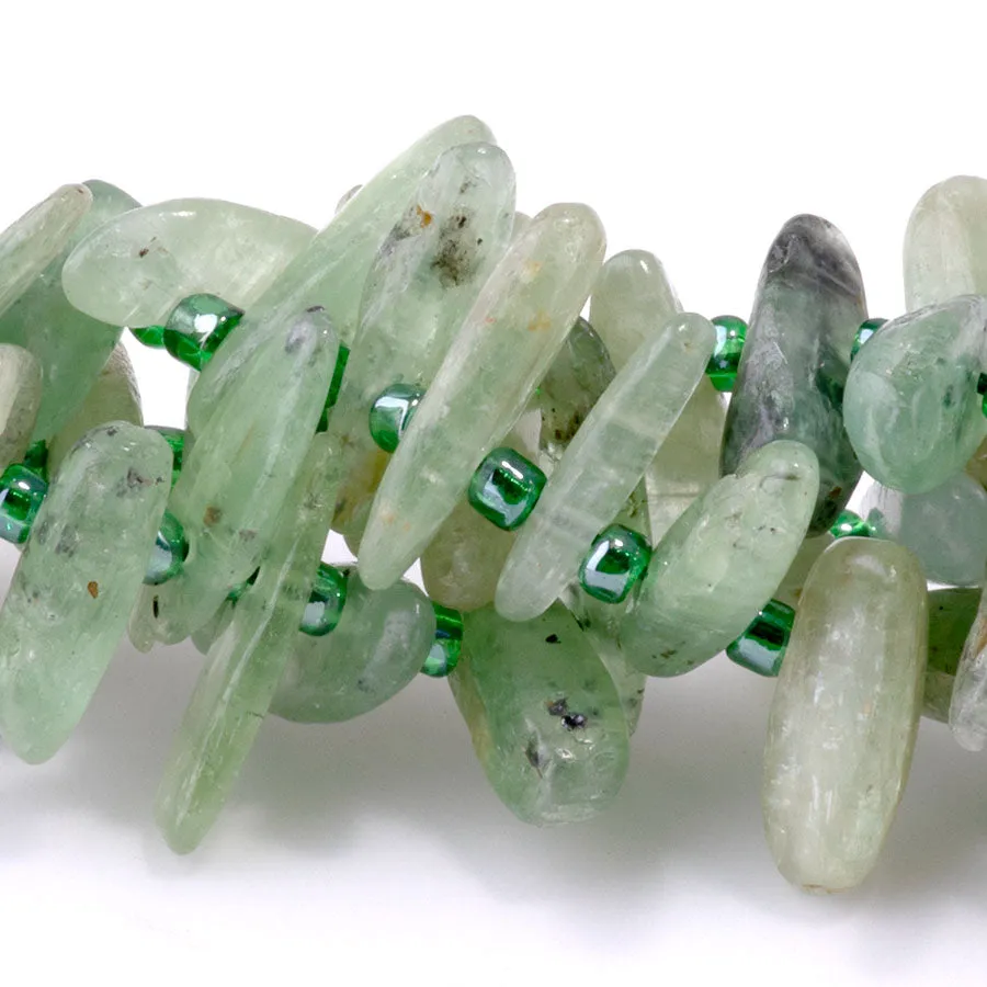 Green Kyanite 5x10-20mm Top Drill Teeth - 15-16 Inch