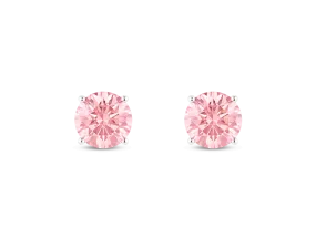 Lab-Grown Diamond 2ct. tw. Round Brilliant Solitaire Studs | Pink