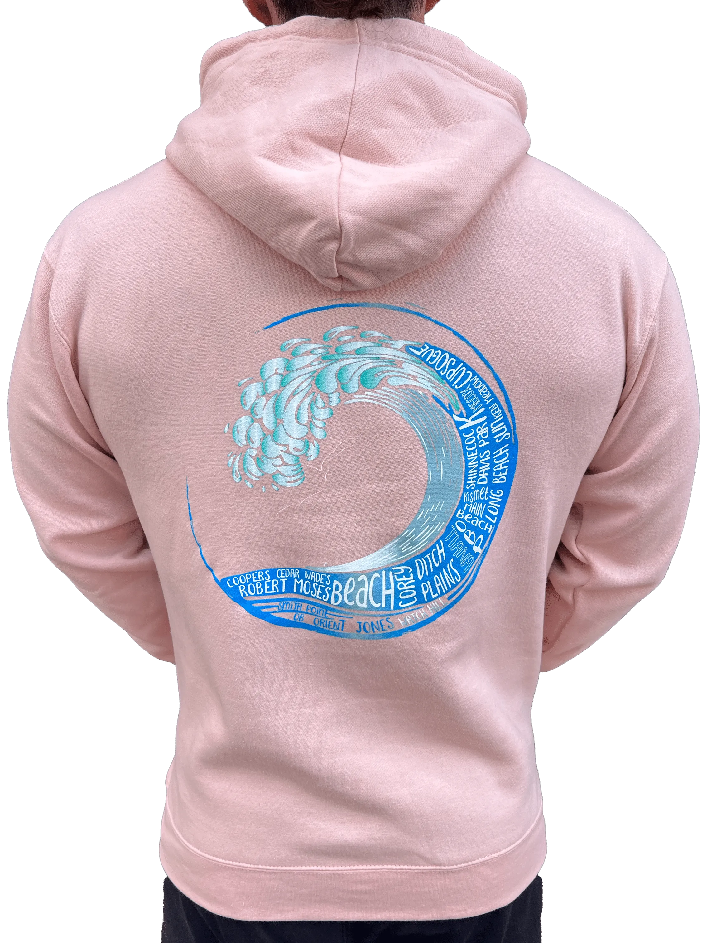 Long Island Strong Beach Wave Hoodie (Salty Pink)