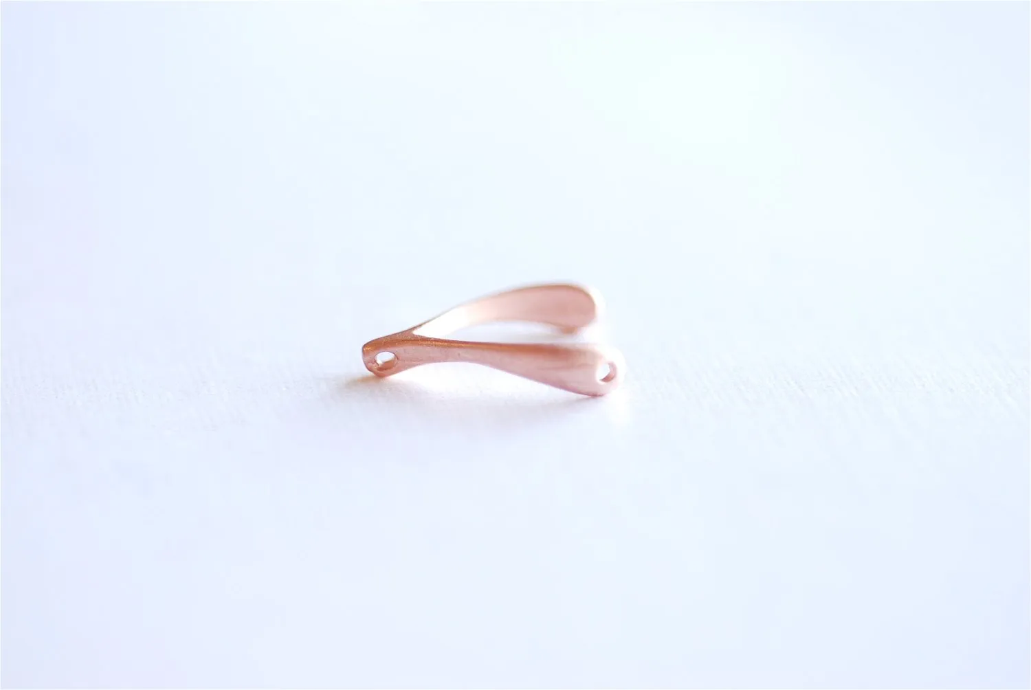 Matte Pink Rose Gold Vermeil Wishbone Connector Charm- 18k gold over Sterling Silver Wishbone Connector Link Spacer, 2 holes wishbone, 13