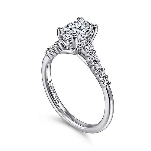 Mounting Only, 14K White Gold Oval Engagement Ring