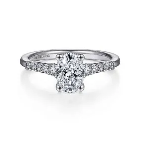 Mounting Only, 14K White Gold Oval Engagement Ring