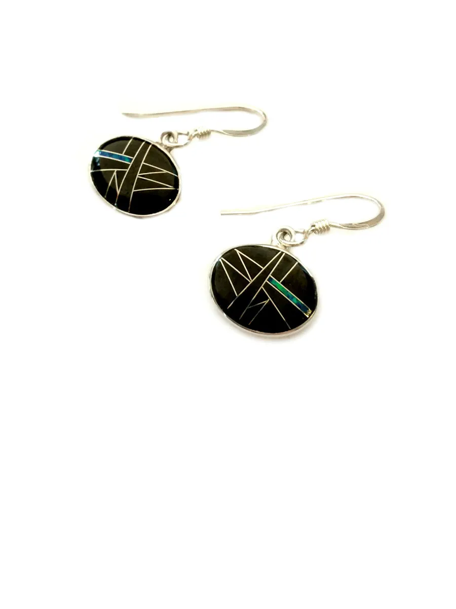 Opal & Onyx Inlay Dangles