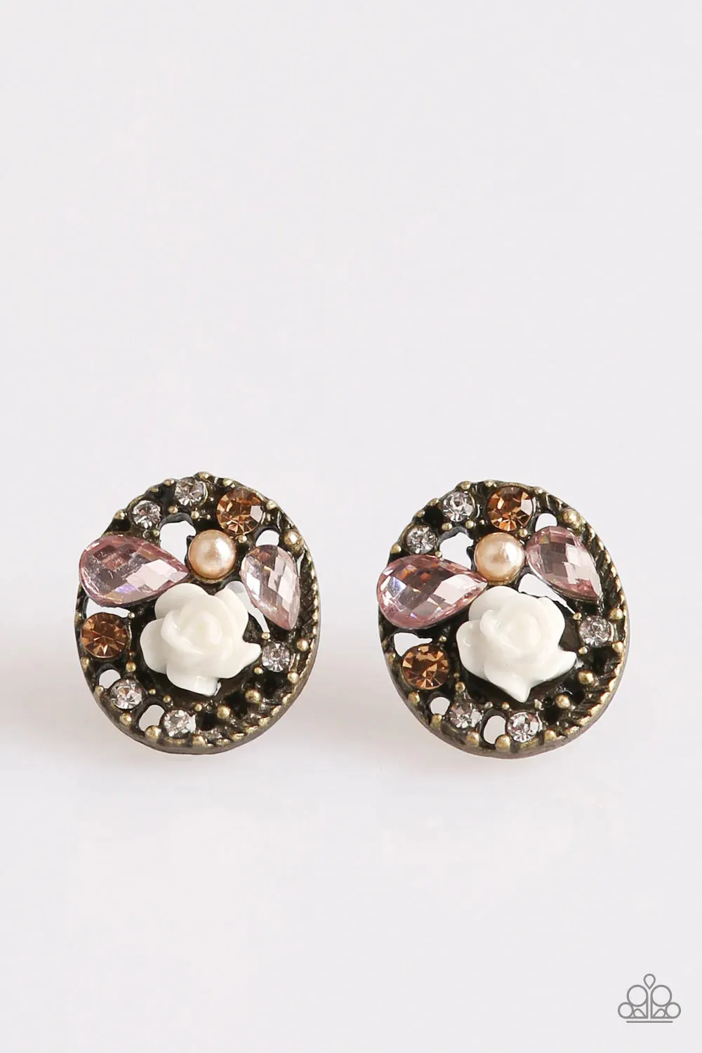 Paparazzi  Pretty Perennial - Brass  Post Earrings