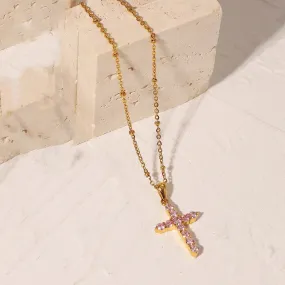 Pink Cross Necklace