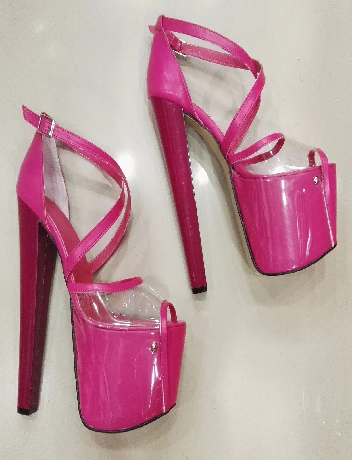 Pink Peep toe Ankle Strap Platform High Heels