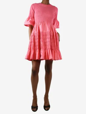 Pink smocked dress - size UK 8