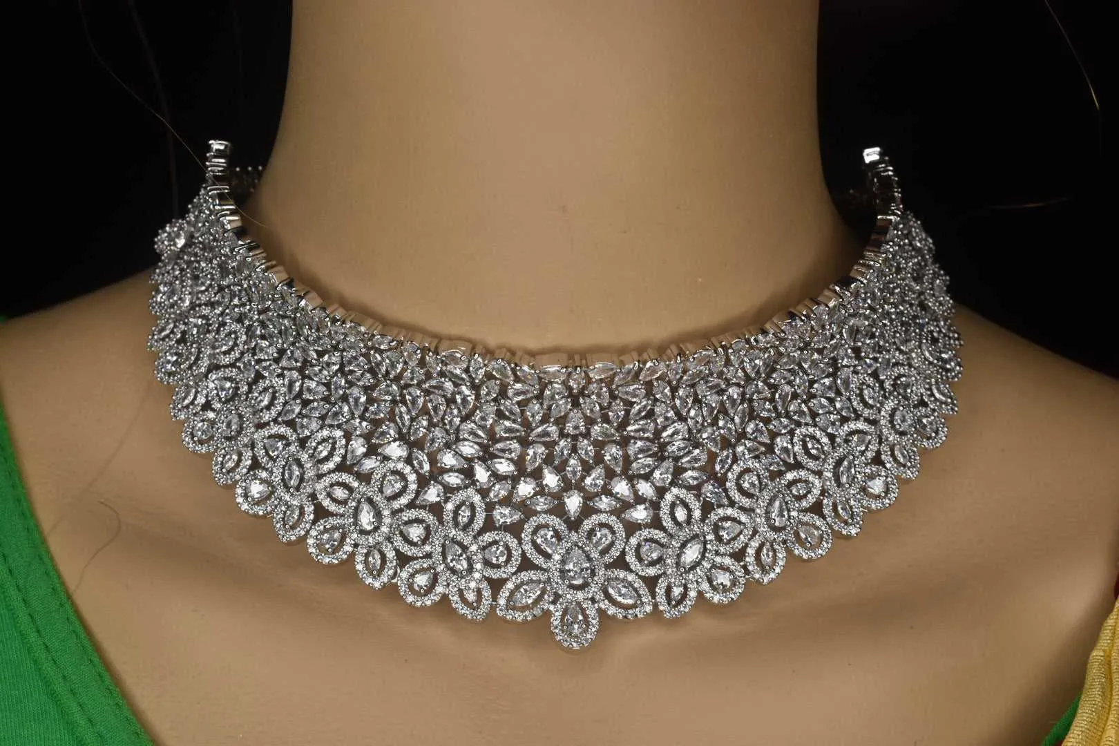 Platinum Choker Necklace By Asp Fashion Jewellery