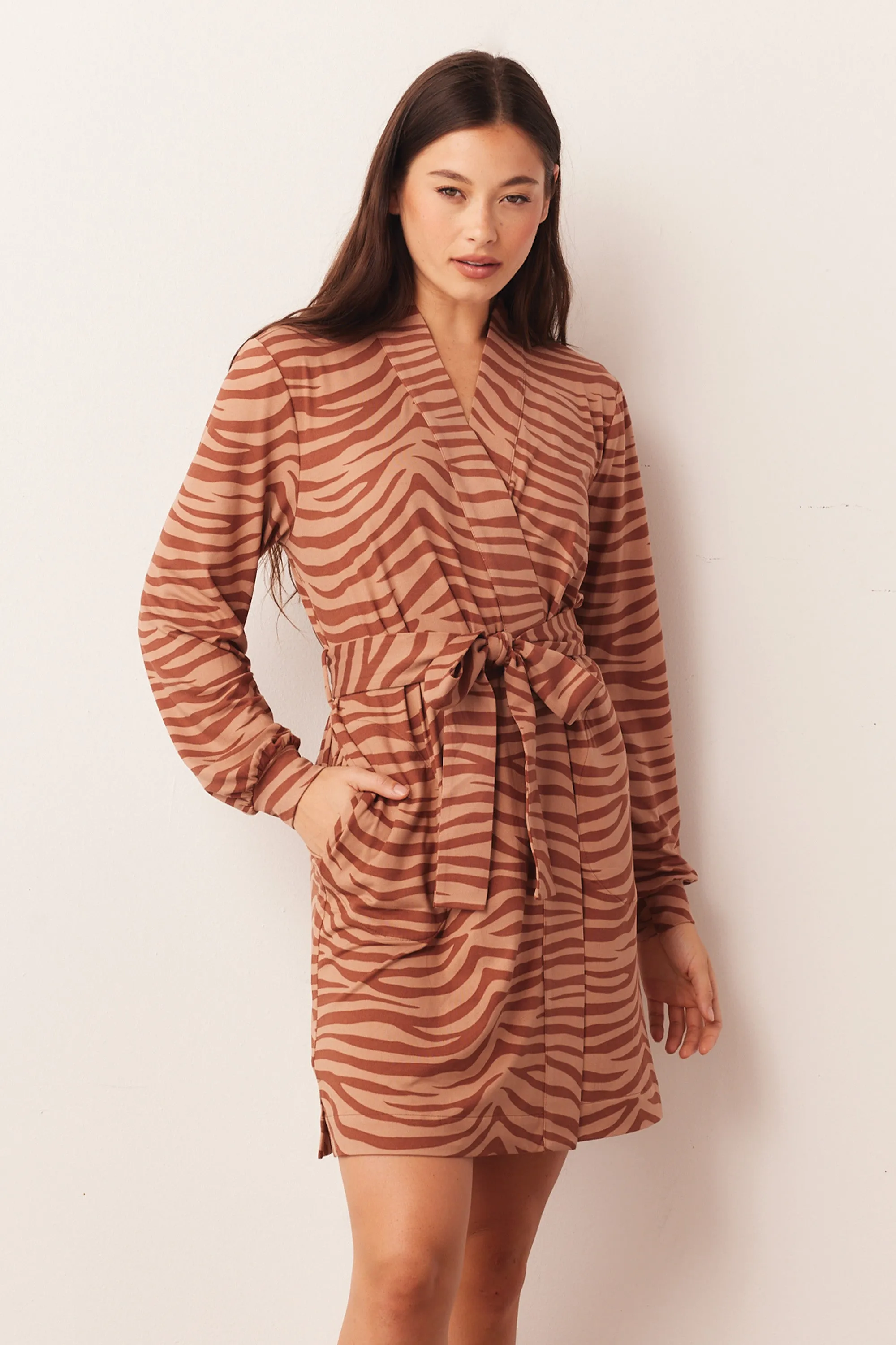 Quinn Banded Short Robe | Bengal