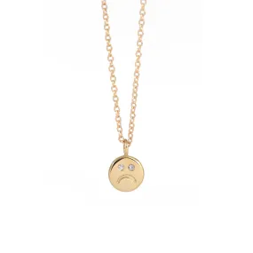 Sad Face Necklace - 14k Yellow Gold