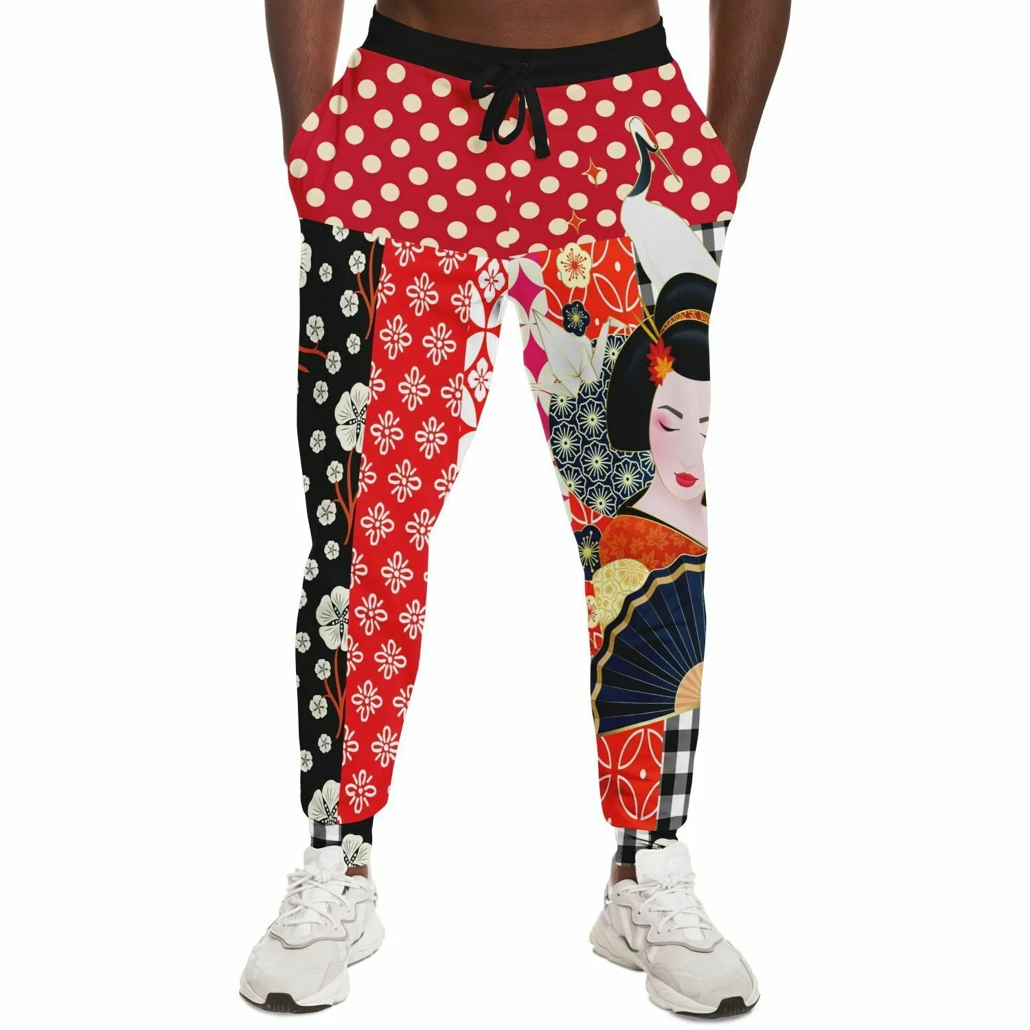 Tokyo Nights Asian Floral Patchwork Unisex Eco-Poly Joggers