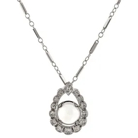 Victorian Moonstone & Diamond Pendant Necklace