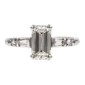 Vintage Engagement Ring, Emerald Cut 1.11ct.