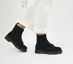 Womens Dr. Martens 8 Eyelet Lace Up Boots Black Eh Suede Mb