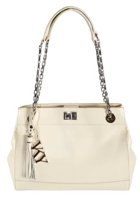 Womens Vky Original Leila Shoulder Classic Leather Bag Handbag - Cream